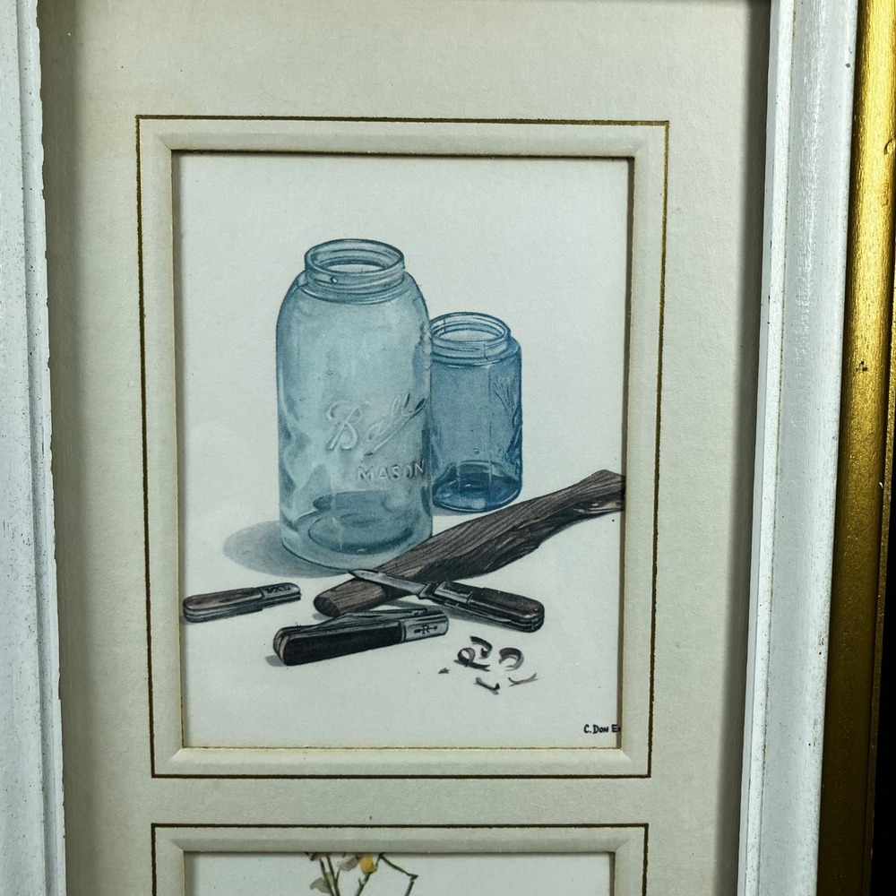 Vintage Cape Shore Framed Note Cards Triptych - Henk Bos & Don Ensor Still Life - Picture 5 of 16